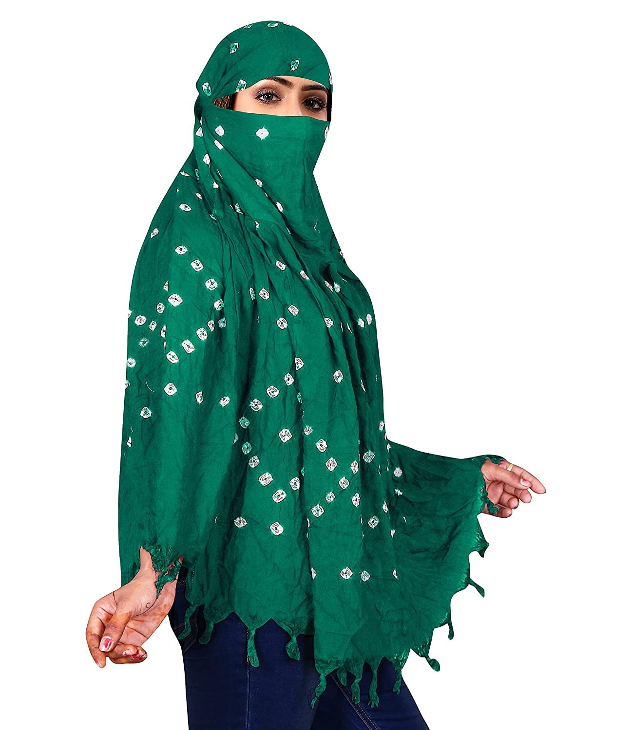 Hetzon Sales Cotton Long Scarf Cum Mask Scarves Usable for Vehicle Driver | Printed Design Fabric | Universal Size | For Girl & Women | Soft Sun Protection Light Weight (Light Green)