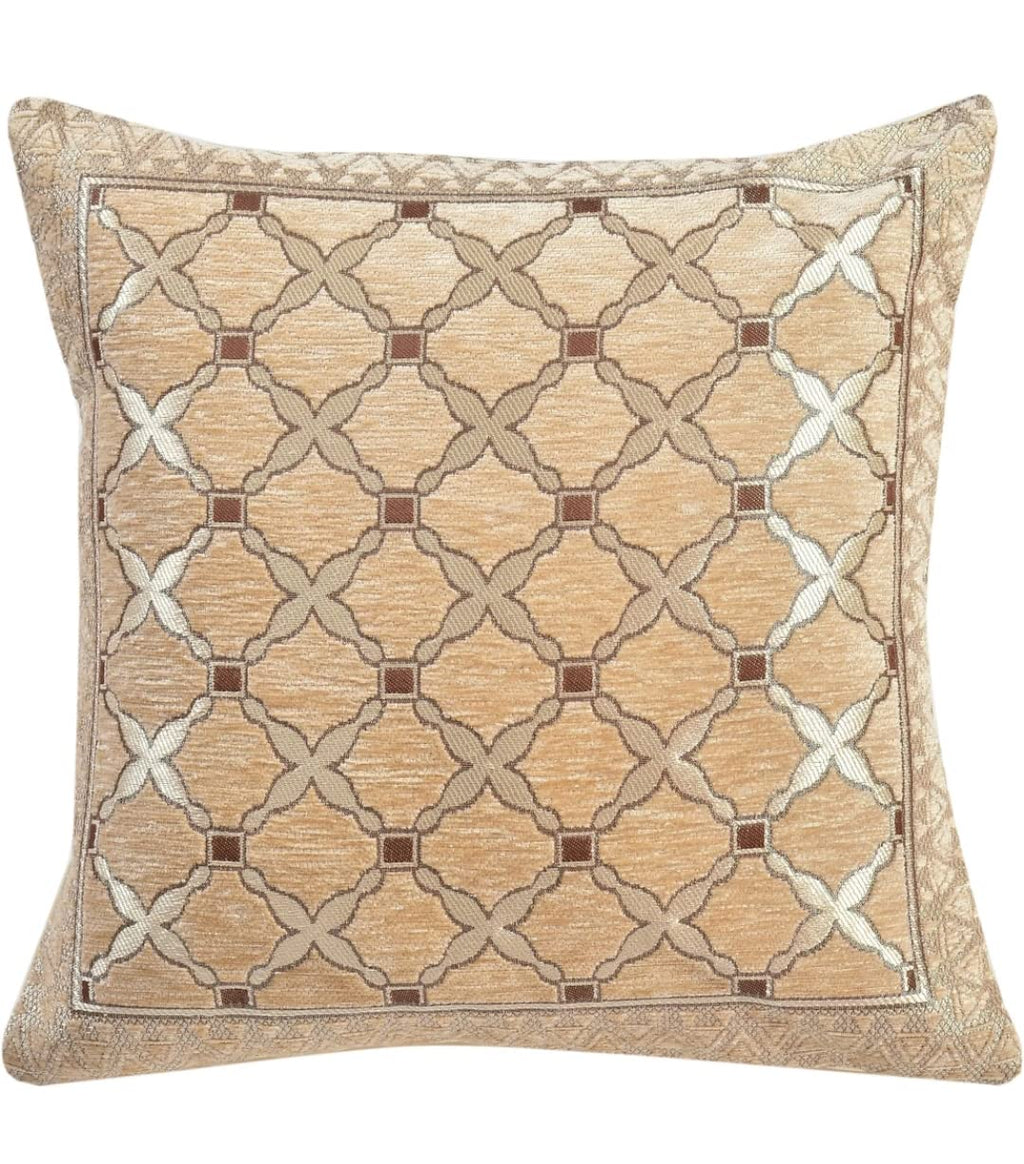 DECOMIZER Jacquard Geomteric Cushion Covers 16 inch x 16 inch Set of 3 Ethnic Motifs Cushion Covers,Design- Criss-Cross,Color- Beige