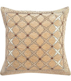 DECOMIZER Jacquard Geomteric Cushion Covers 16 inch x 16 inch Set of 3 Ethnic Motifs Cushion Covers,Design- Criss-Cross,Color- Beige