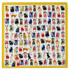 GISHIKI Cat Print Scarf | Hand-drawn Cat Illustrations | Lightweight Satin touch | One Size