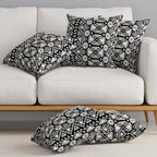 HUESLAND Premium Cotton Cushion Cover 16 x 16 inch Set of 5 | Decorative Throw Pillow Covers for Sofa, Living Room & Bedroom | Geometric Black