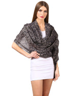 Pashtush Women's Wool Floral Design Scarf Stole (Navy Blue)