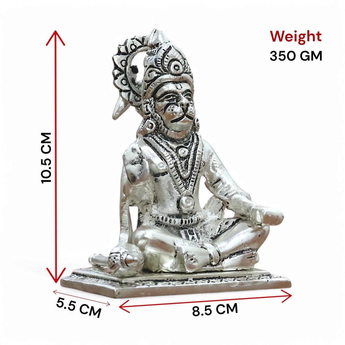 KridayKraft Hanuman ji Metal Statue,Bajrangbali Murti for Pooja & Decor Your Home,Office,Religious Idol Statue Gift Purpose,Table Showpiece Figurines,(Pack of 1 Hanuman Ji Murti) for Car Dashboard...