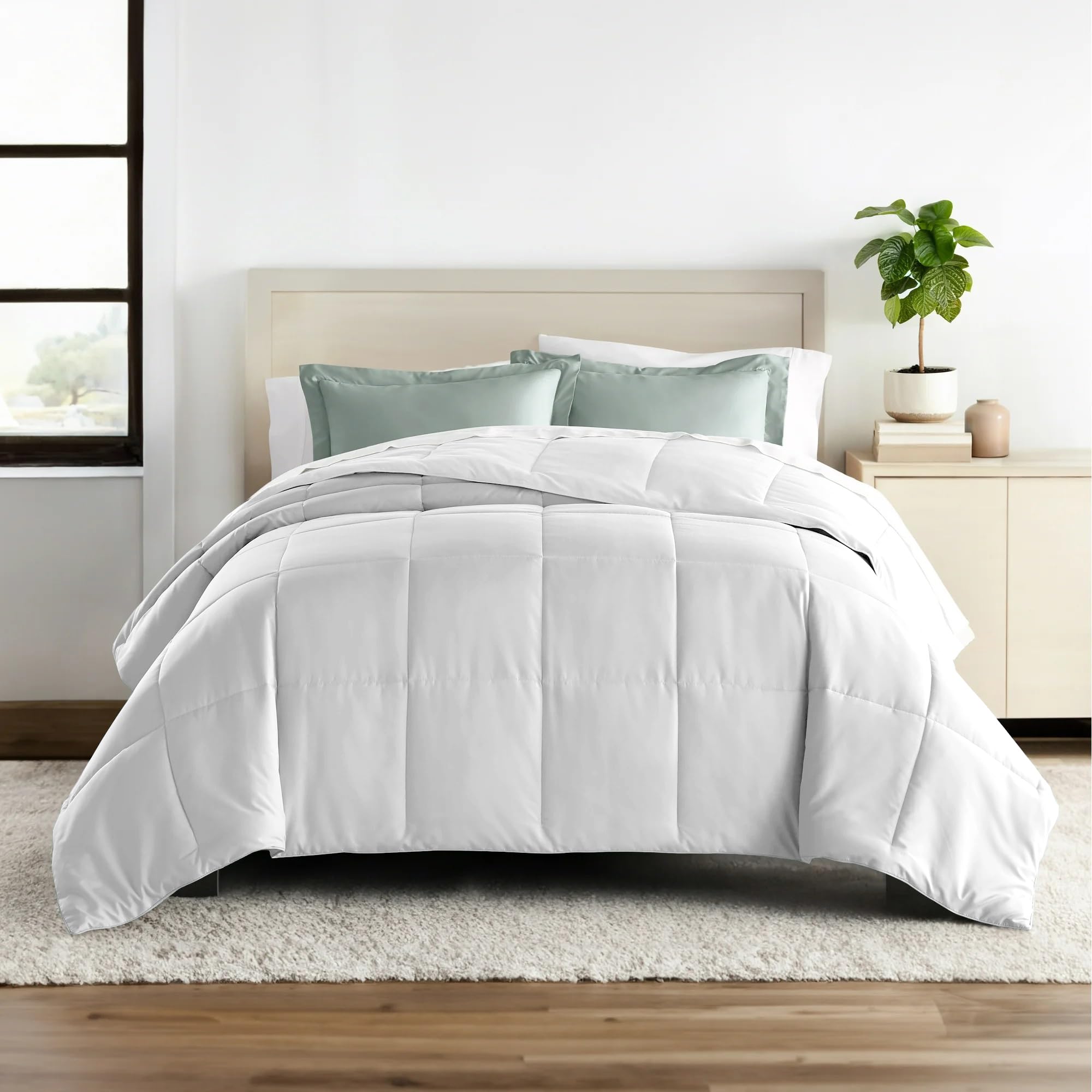 ALISHIBA CASA Hotel Collection 150 GSM All Season Comforter Single Bed AC Blanket/Quilt/Rajai Soft & Breathable Microfiber Lightweight (60 X 90 Inches) - Single Bed Comforter - White Color Kafalo