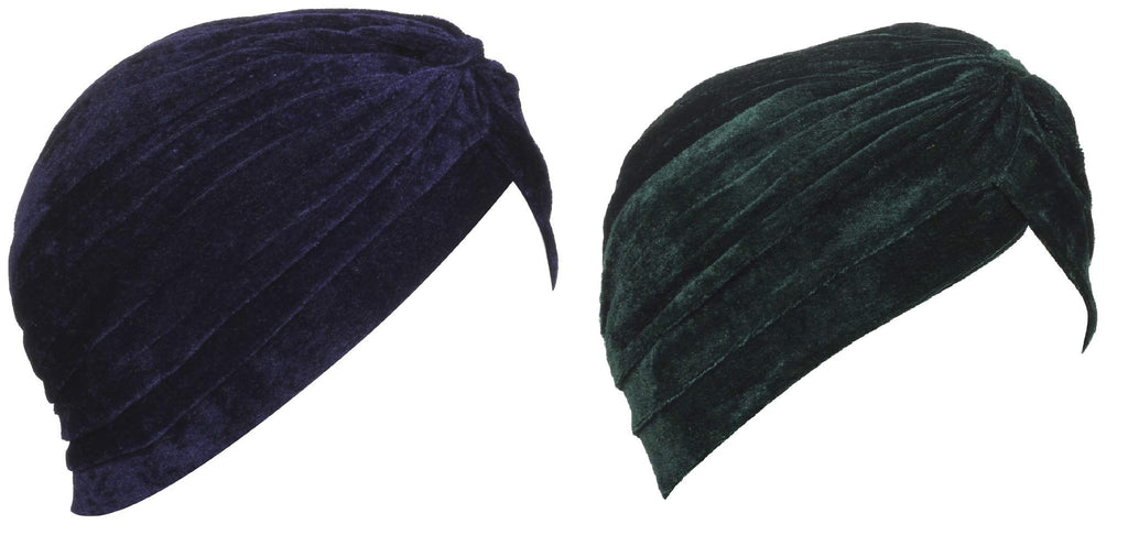 BISMAADH Velvet Soft Pleated Pre Tied Knot Readymade Turban/Pagri Head Wraps for Men & Women