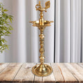 Artvarko 2 Ft Big Brass Diya Peacock Inauguration Traditional Handmade Multiwick Oil Diya Kuthuvilakku Kiran Lamp for Temples, Diwali Puja, Functions Festival Gifts & Home Decor .