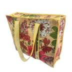 Bazaar Bhoot Edition Premium Cotton Quilted Shopping Tote Bag - Multipurpose Long Lasting Foldable Reusable Bag with zipper for Shopping, Travel & Daily Use - Made in India (Floral Beige)