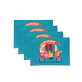 PRAKARTIK BY INDUARTS DiningTable Mats Set of 4 - Auto Vibrant Cultural Theme,Digital Print, Washable, Indoor/Outdoor, Heat-Proof, Water Resistant, Wipe & Clean (47X33 cm) Green & Pink Kafalo