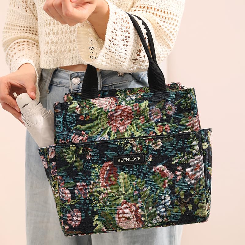 THE CURIO SHELF Thermal Lunch Bag for Women | Insulated Waterproof Tiffin Tote with Zipper & Multiple Pockets | Reusable Meal Storage Bag for Office, Travel & School