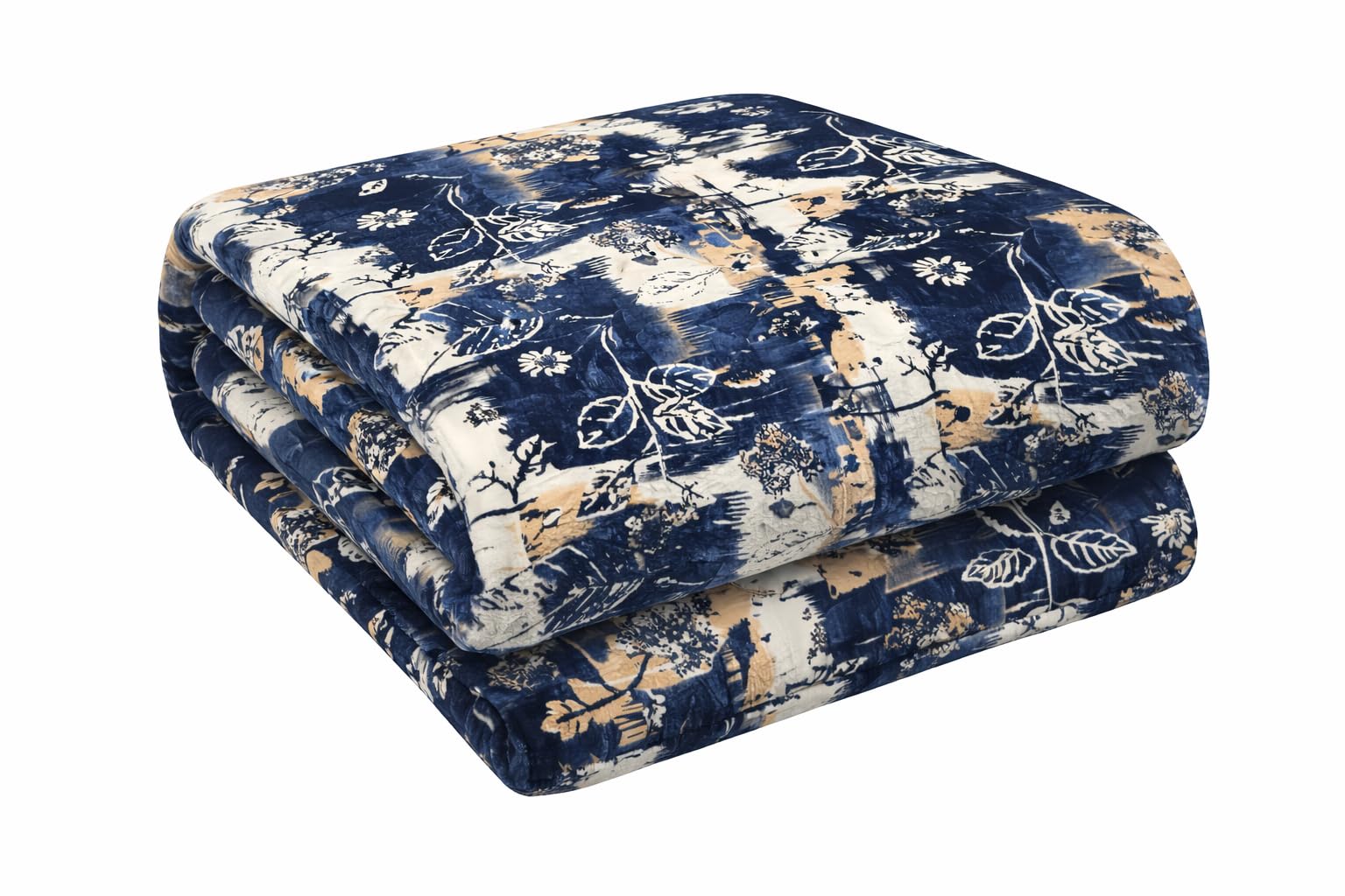 Gullivar Davos Premium Flannel Printed Single Bed AC Blanket 230x160 cm | 300 GSM Ultra Soft Breathable All-Season Blanket for AC, Summer & Mild Winter | Luxury Comfort Throw - Blue Leaf Kafalo