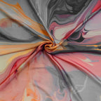 ONE ECHELON Satin Silk Ombre Long Scarf for Female Lightweight Fashion Scarves in Print Floral Pattern (Midnight Glaze), Multicolor