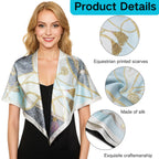 Flavizo Square Satin Scarf for Women Stylish, Lightweight Print Hair Scarves, Neck and Head Bandanas, Soft Comfy Head Neck Scarf Stole - Blue