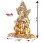 KridayKraft Ganesha Metal Action Statue,Ganpati Murti For Pooja Room & Decor Your Home,Office,Religious Idol Gift Article,Showpiece Figunrines..., 8 Centimeters, Gold