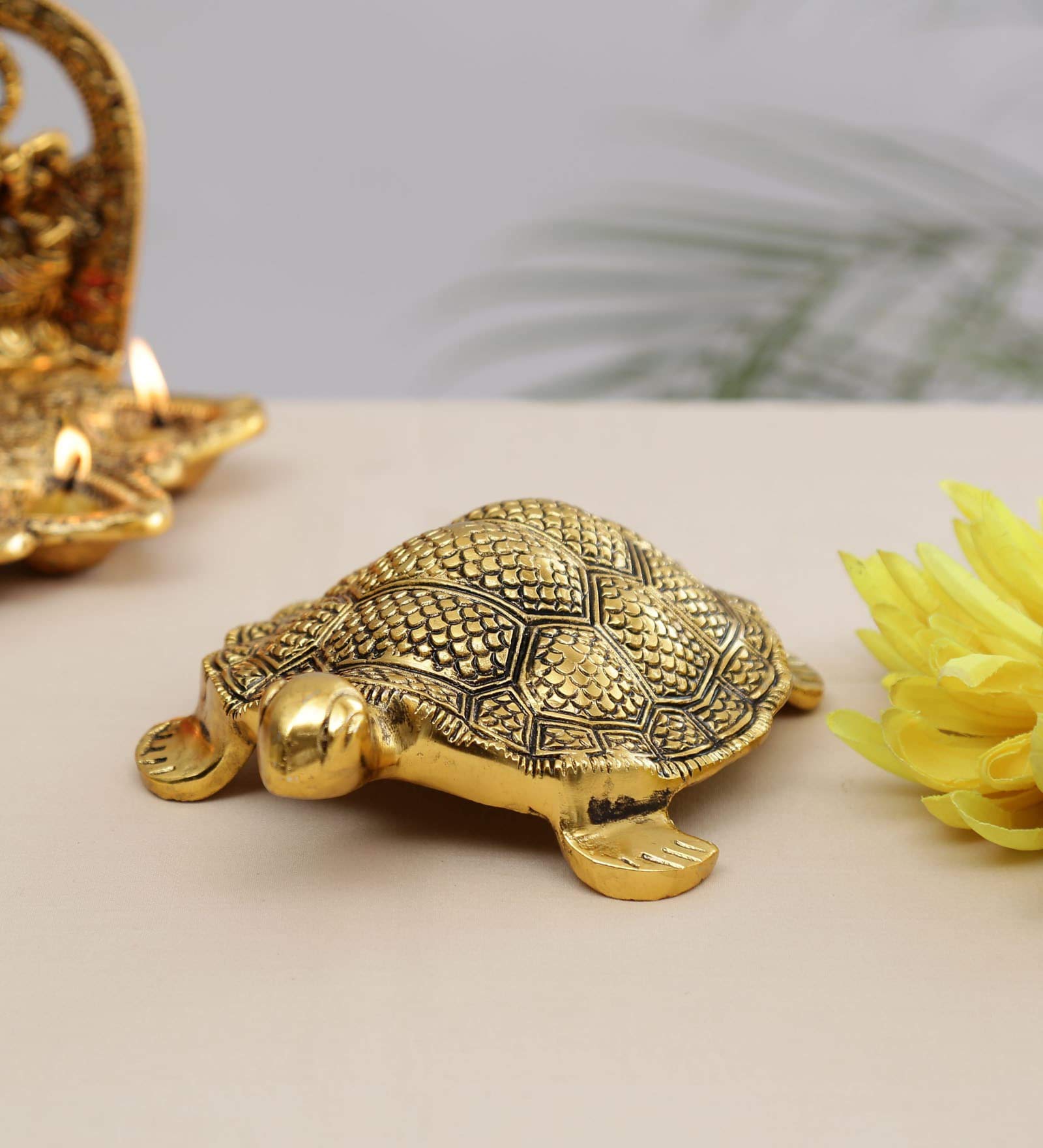 KridayKraft Kachhua Turtle for Vastu Feng Sui,Kachua Yantra for Good Luck & Evil Eye Protection,Metal Tortoise Staute Animal Showpiece Figurine & Gifting Items.