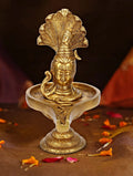 ARTVARKO Brass Shivling with Sheshnag Showpiece for Pooja Shiva Lingam Statue Idol with Bholenath Nag Devta Gold Color 10 Inch 1pcs Standard.