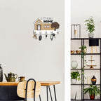 Artvibes Unique Stylish Wooden Key Holder for Wall Decor with Stylish Stainless Steel 5 Hooks Beautiful Key Organizer for Home Decoration(KH_812), Cream
