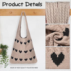 Zibuyu Crochet Tote Bag for Women, Soft Knit Shoulder Design, Beach Travel