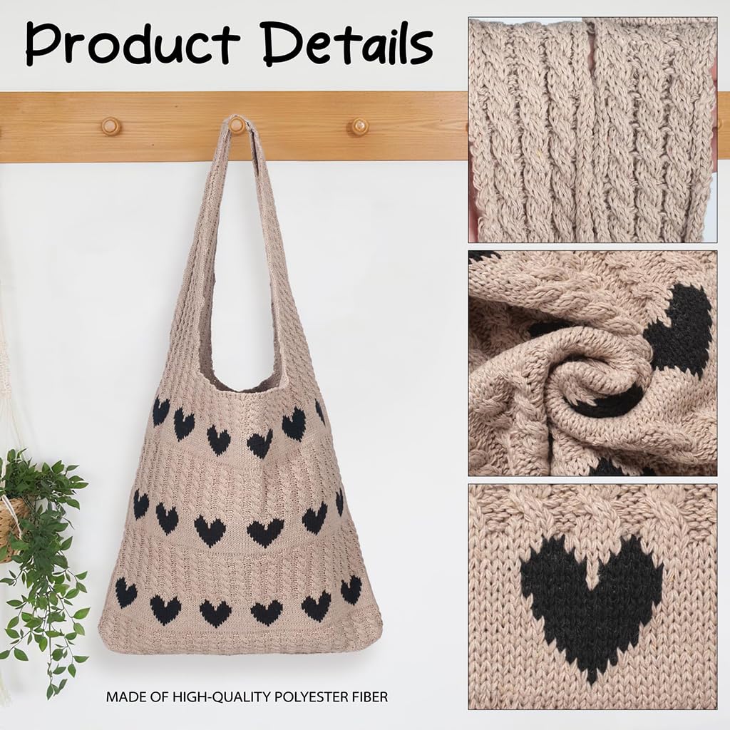 Zibuyu Crochet Tote Bag for Women, Soft Knit Shoulder Design, Beach Travel