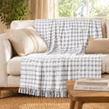 Furnofy 100% Cotton Sofa Throw | Handmade Throw - 50x60 Inches (Pack of 1) (White Button) Kafalo