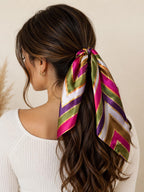 ZULZALA Satin Scarf for Women Square Neck Hair Bandana Scarf For Women Lightweight for Suit, Blazers Office Travel Wear