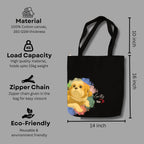 snapiq Cotton Canvas Tote Bag for Women and Girls 350 GSM Thick Fabric with Zipper | Black