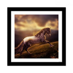 VIBECRAFTS Quality Wall Frame Painting of White Horse With Golden Hair Digital Reprint Posters with Synthetic Wooden Frame Home, Office Decorative Gift Item(11 inch x 11 inch)(PFVC1Pcs4_704)
