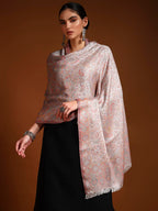 Pashmoda Women Chandni Kaani Stole, Authentic Kashmiri Luxury Pashmina Style Shawl, Stole, (Size 28x80 Inches, White Color) MAVST07
