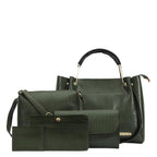 Bagsy Malone Women's Vegan Leather Stylish Tote Bag | Pack of 5 | Ladies Purse Handbag (Croco Olive)