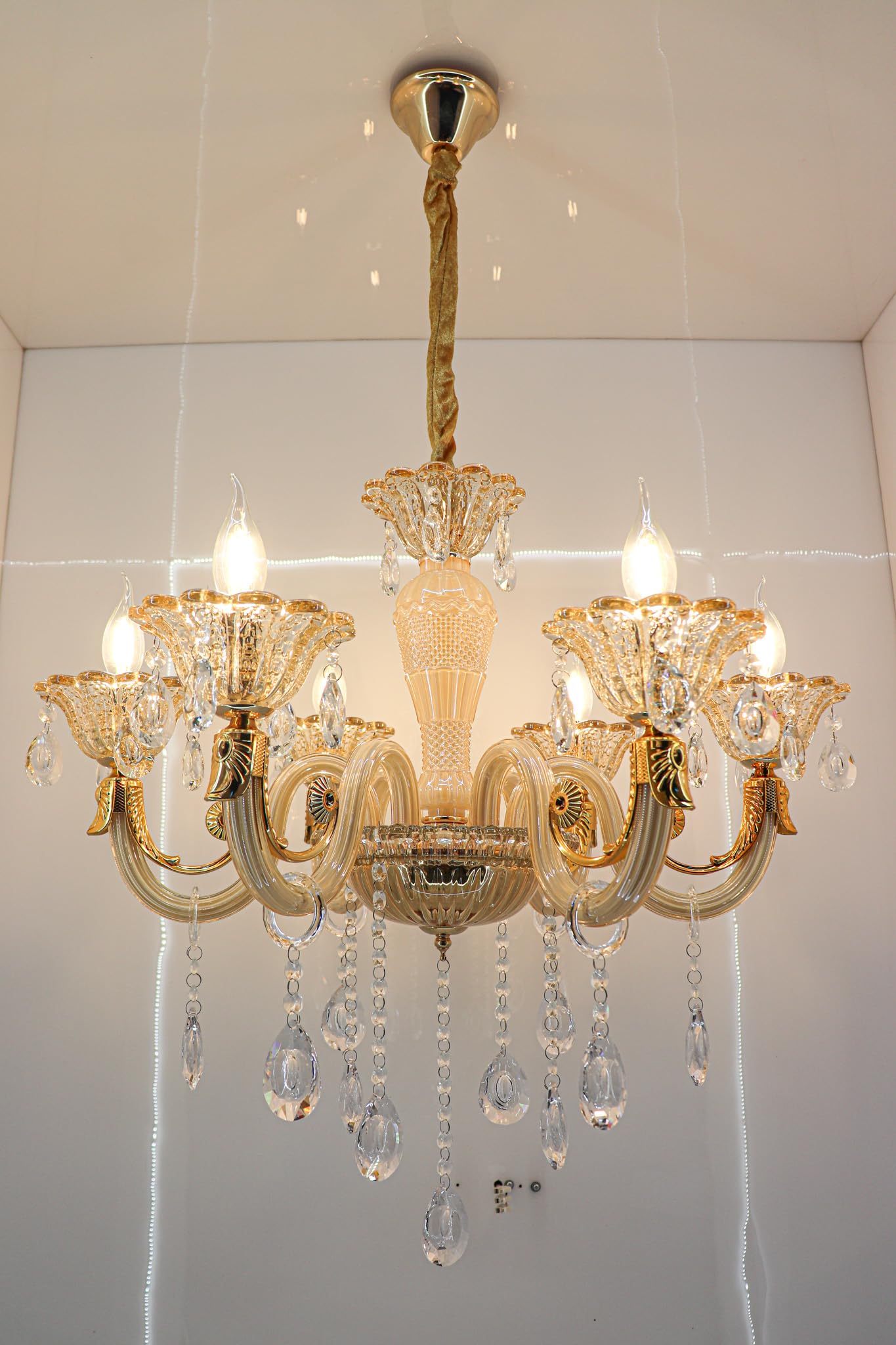 swanart Chandelier Modern K9 Crystal Chandelier Lighting, Clear Crystal Ceiling Light Fixture Pendant Lamp for Dining Room Bathroom Bedroom Livingroom