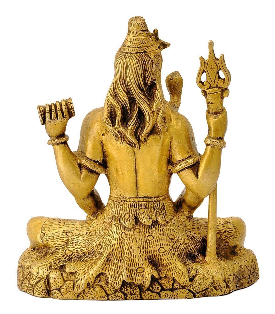 ARTVARKO™ Lord Shiva Meditation Brass Metal Bhagwan Shiv Murti with Trishul Statue Home Decor Mandir Puja Temple Pooja 8 Inch