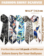 kcctoo 2/6/10Pack Scarf Bags for Women Handbag Scarfs Band Hair Neck Scarves Fashion Gifts, Blue Multi Color - 10pcs, 4*100cm