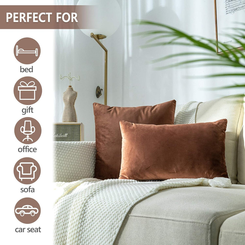 AAZEEM Decorative 18 x 18 Inch Throw Pillow Covers Set of 1 | Super Soft Velvet Pillows|Fall Pillowcase for Living Room Bedroom Sofa Couch Cushion Cover | Velvet