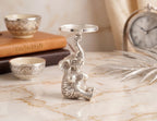 Kridaykraft Baby Elephant Figurine T-Light Candle Holder Silver (15 cm, 300 gm) — Decorative Sitting Elephant Showpiece for Home Decor, Diwali Gifting, and Table Accents. (Candle Not Included)