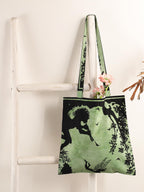 Ravaiyaa - Attitude is everything Cotton Shoulder Bag/Tote Bag For Women| Printed Multipurpose Handbag With Top Zip | Best For Shopping, Travel, Work, Beach, Office, College (Green Fairy Land)