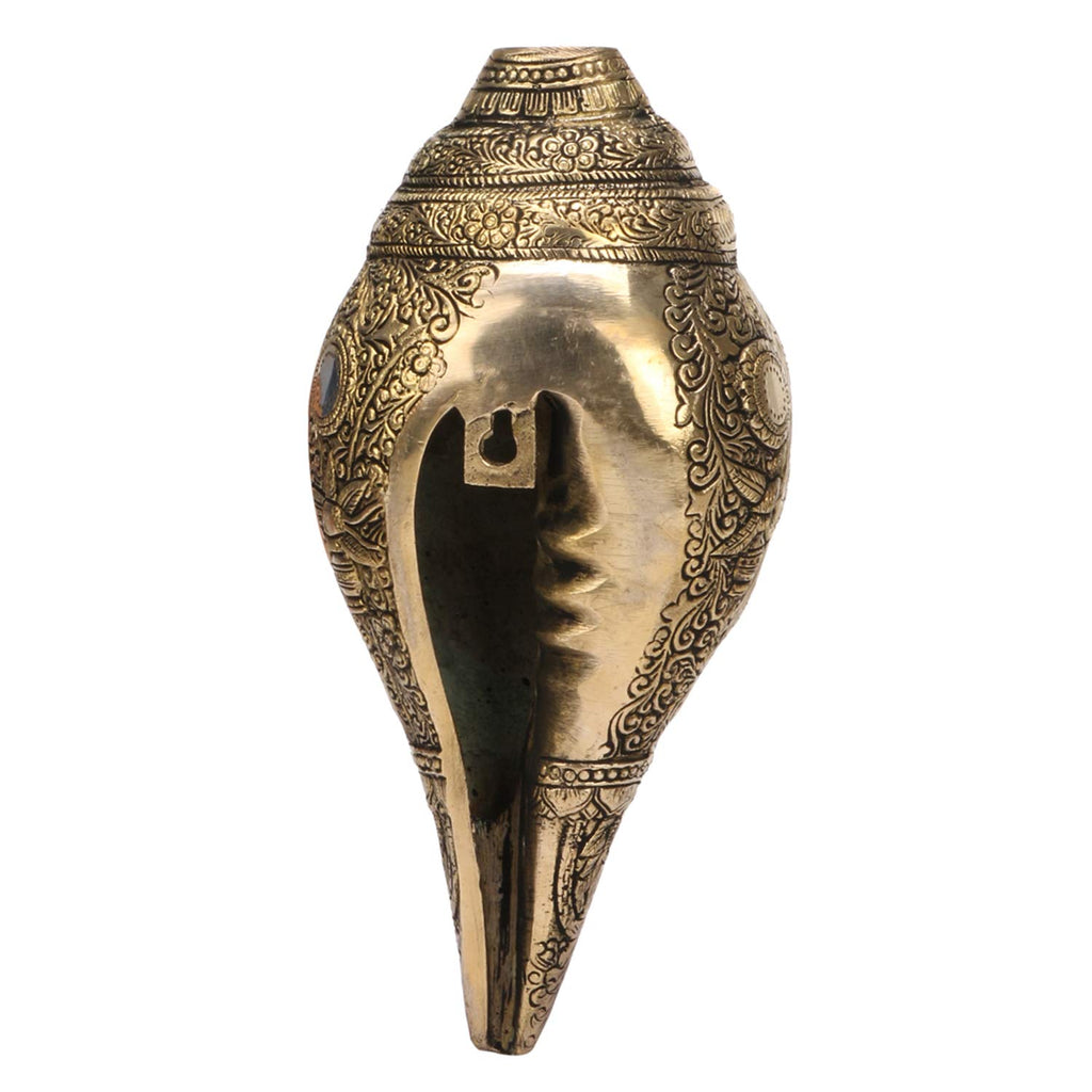 ARTVARKO Brass Elegant Vishnu Virat Shankh Wall Hanging Table Décor 10 Inches