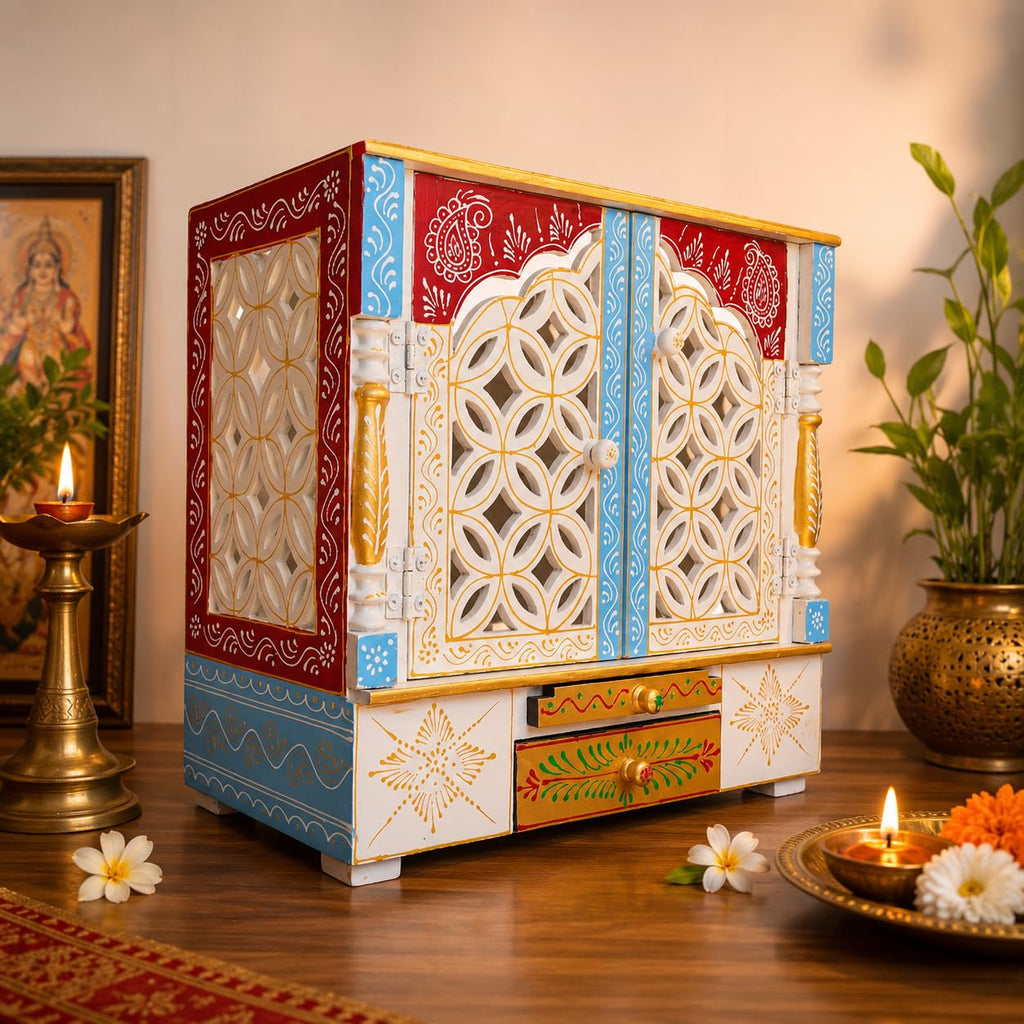 Kamdhenu art and craft Wooden Temple/Home Temple/Pooja Mandir/Pooja Mandap/Temple, 40 cm, 18 cm