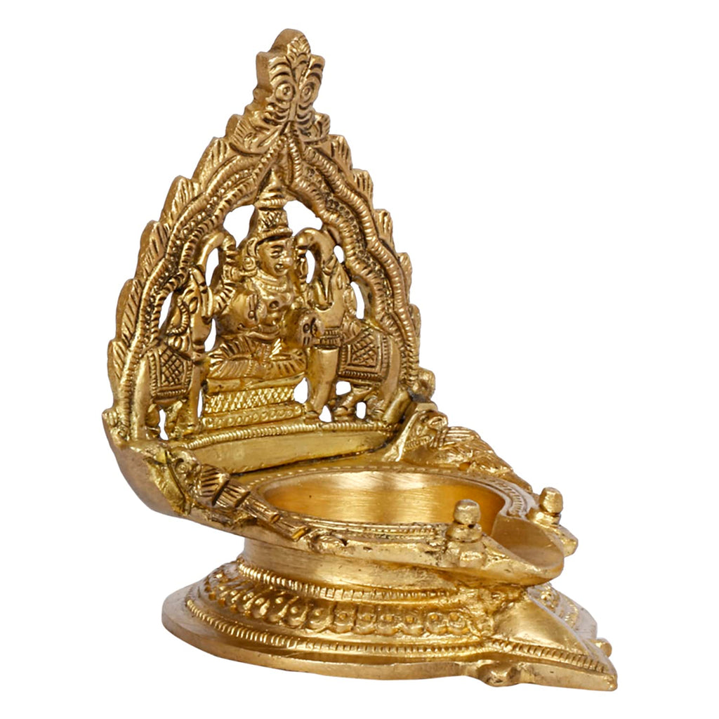 ARTVARKO Gajlaxmi Elephant Idol for Pooja Brass Oil Diya Deepam for Home Decor Puja Decorative Deepak Temple Gift Decor 4 Inch