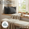 CASA-NEST Jute Cushion Cover 24x24 (Pack of 2) (Dark Grey) JUTEREV24
