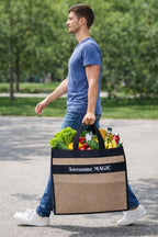 Canvas Shopping Bag Big Heavy Duty Large Eco Cotton Cloth Grocery Shopping Bag for Men Ladies Vegetable Milk Fruits with Hand Carry Handle Lunch Box Jhola Tote Bags Medium Size 48x40x18