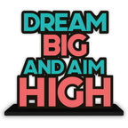 Artvibes Wooden Idols and Figurine Dream Big and Aim High Motivational Quotes Table Decor for Office Desk Showpiece | Home Decoration | Living Room | Modern Gifting Item (SP_1150)