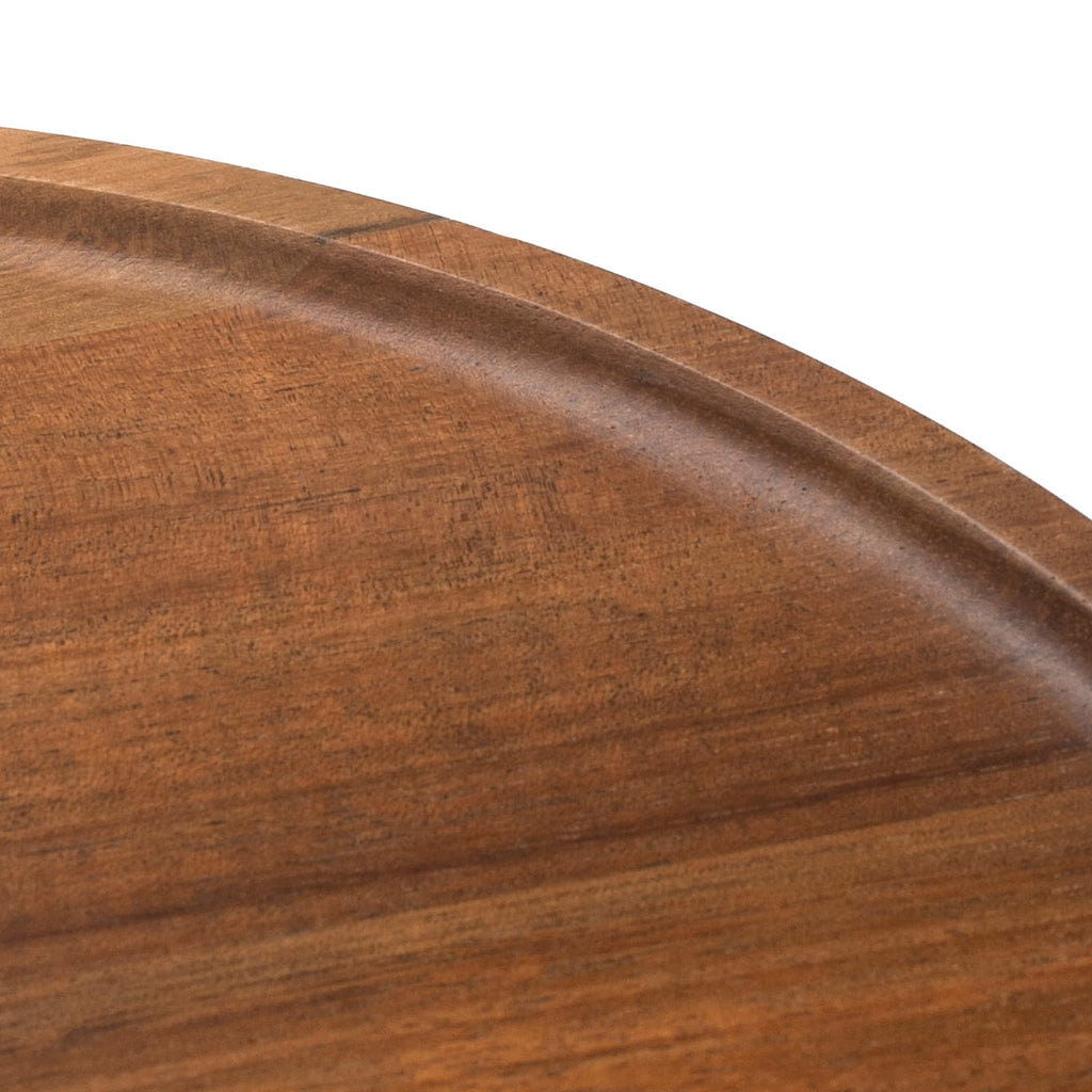 Round Wood Tray, Acacia Wooden Decorative Serving Tray for Coffee Table and Home Decor, Wooden Appetizer Charcuterie Board for Kitchen Countertop (13.8 inch)