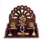 Om Shree Fully Handmade Beautiful Wooden Home and Office Temple/Pooja Mandir(28 x 28 x 26 cm) (Dark Brown)
