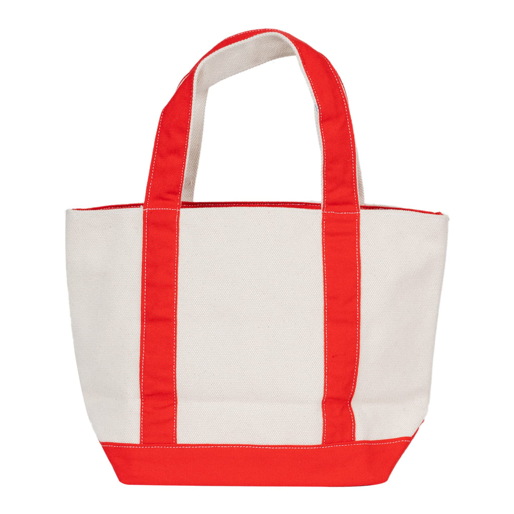 AQVA Unisex-Adult Premium Cotton Canvas Mini Tote Bag, Multipurpose Canvas Tote Handbag/Shoulder Bag For Shopping, Travel, Grocery, Work, Beach, Office, College (Red), Off White
