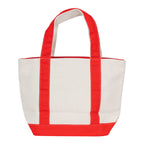 AQVA Unisex-Adult Premium Cotton Canvas Mini Tote Bag, Multipurpose Canvas Tote Handbag/Shoulder Bag For Shopping, Travel, Grocery, Work, Beach, Office, College (Red), Off White