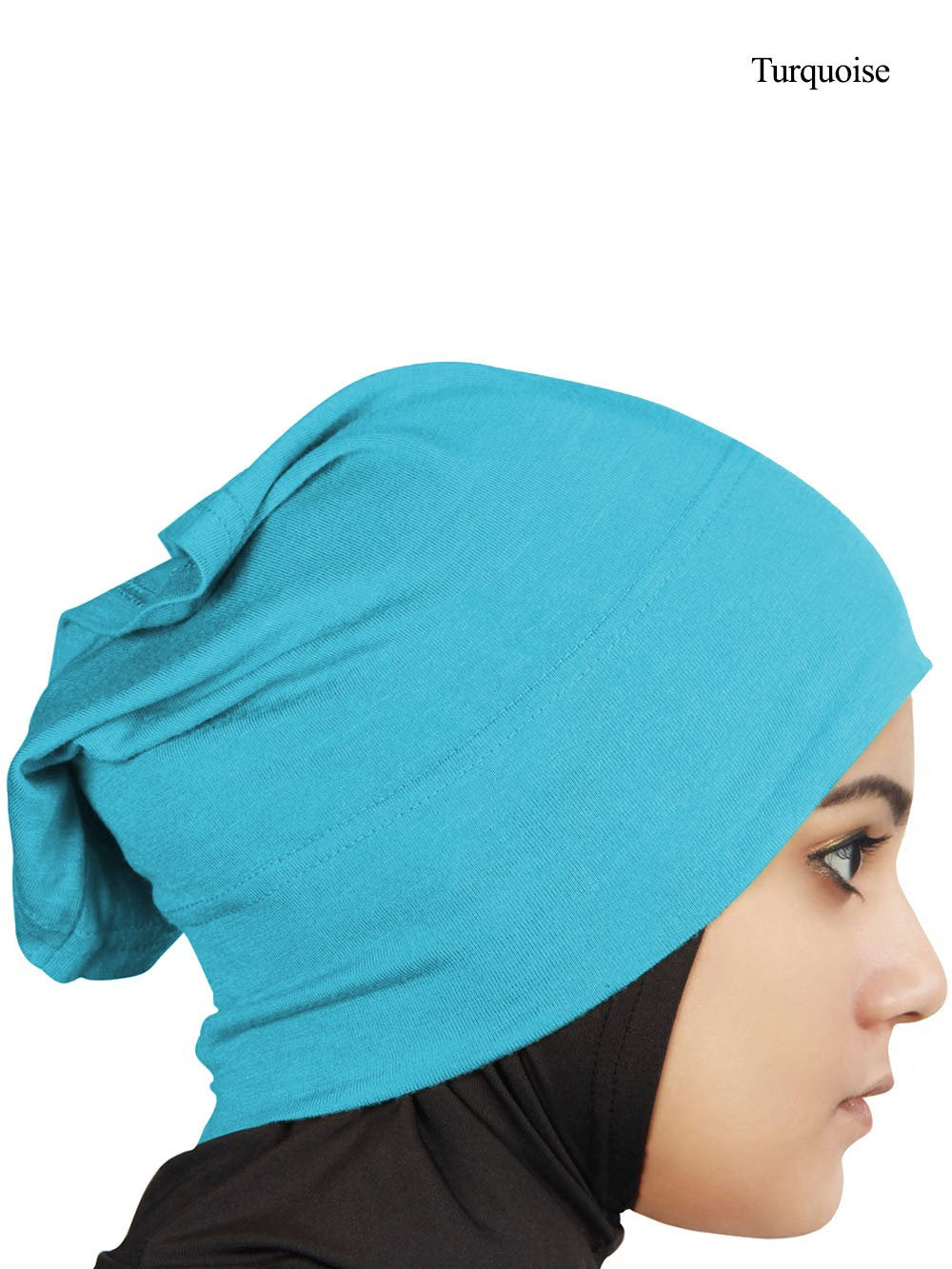 MyBatua Women's 2-Piece Al-Amira Hijab with Under Scarf/Cap/Bonnet in Soft Viscose Jersey, Ready to Wear HJ-129 (Turquoise)