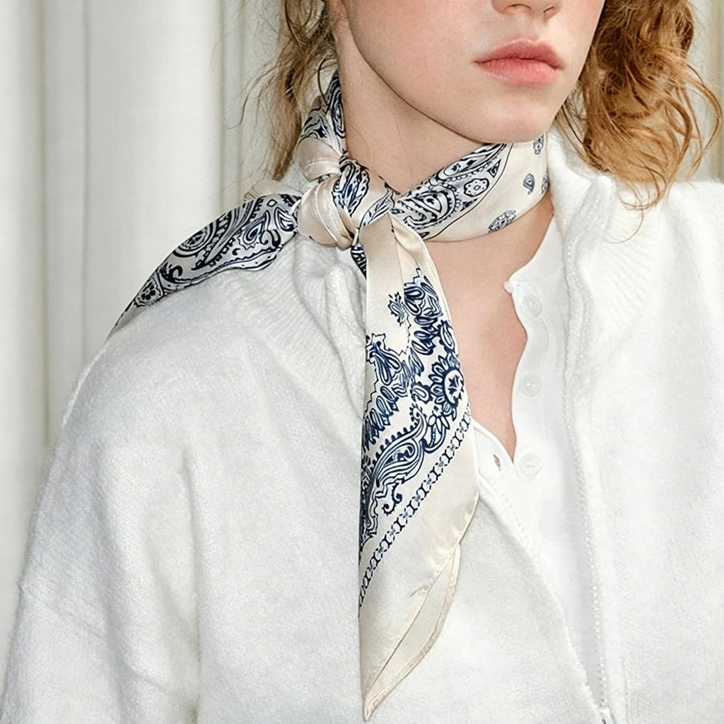 Mgbmyltm Scarf for Women Stylish 70x70cm Paisley Square Bandanas for Women Polyester Neck and Hair Wrap (1-Piece)