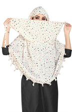 Sclout Soft Cotton Breathable Sun Protection Scarf Dupatta Usable for vehicle Driver | White Printed Design Stoles | Universal Size | For Girl & Women | Light Weight (Scarf - Star)