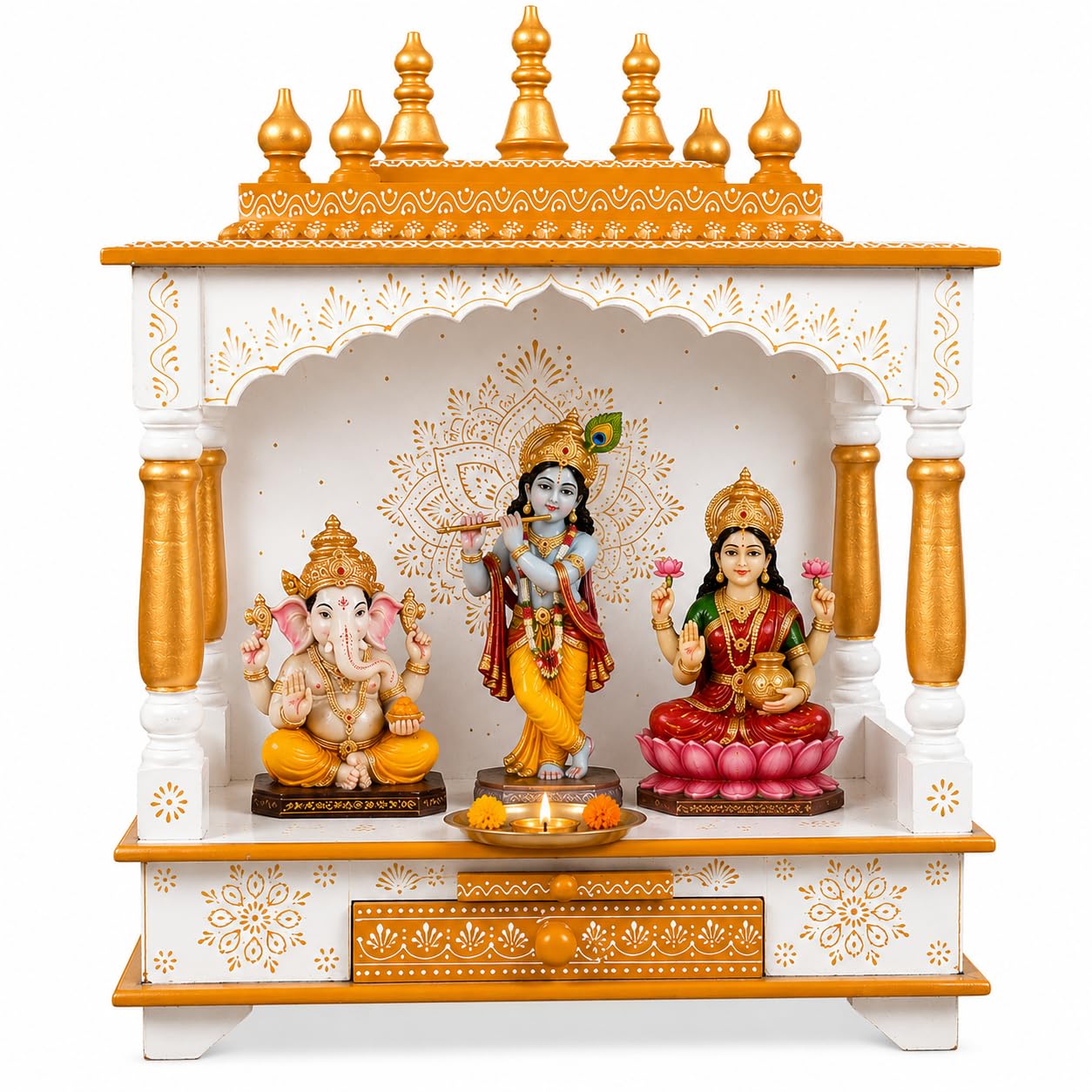 Kamdhenu Art and Craft Wood Home Temple (22 x 11 x 28 inch, Multicolour)