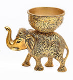 KridayKraft Metal Elephant Dry Fruit Bowl Showpiece Gold Polish for Your Home,Office Table & Gift Article,Animal Decorative Showpiece Figurines.