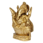 Artvarko Brass Lord Ganesha Sitting on Conch Idol Murti for Temple Home Decor Entrance Statue Gift Height 7 Inch